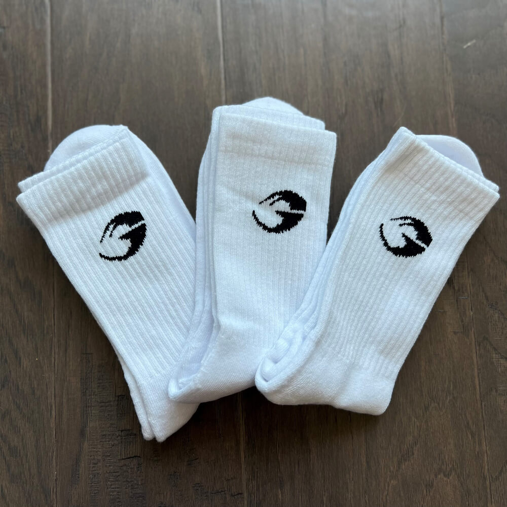 GASP Crew Socks, 3-pack, White (Large (43-45))