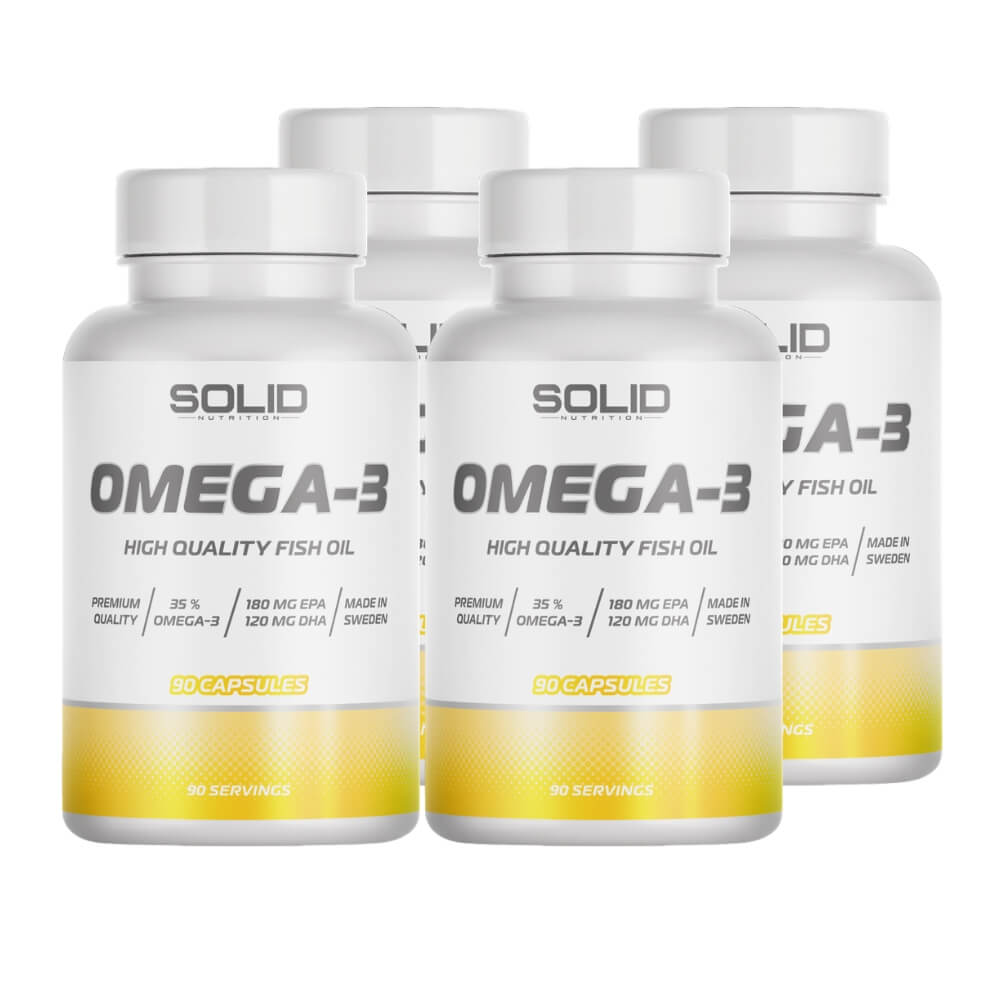 4 x SOLID Nutrition Omega-3, 90 caps