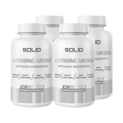 4 x SOLID Nutrition Ashwagandha, 90 caps