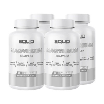 4 x SOLID Nutrition Magnesium Complex, 90 caps
