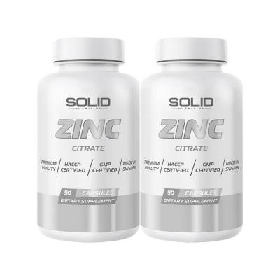 2 x SOLID Nutrition Zinc, 90 caps