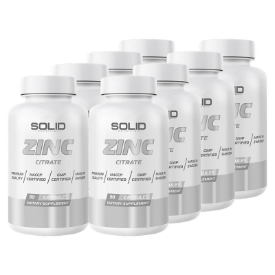 8 x SOLID Nutrition Zinc, 90 caps