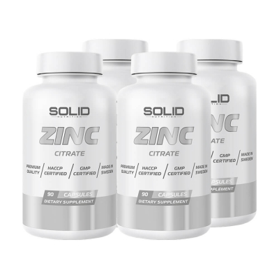 4 x SOLID Nutrition Zinc, 90 caps