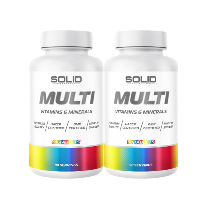 2 x SOLID Nutrition MULTI, 90 tabs ryhmässä Ravintolisät & Elintarvikkeet / Vitamiinit / Multivitamiini @ Tillskottsbolaget (2SOLIDMULTI)
