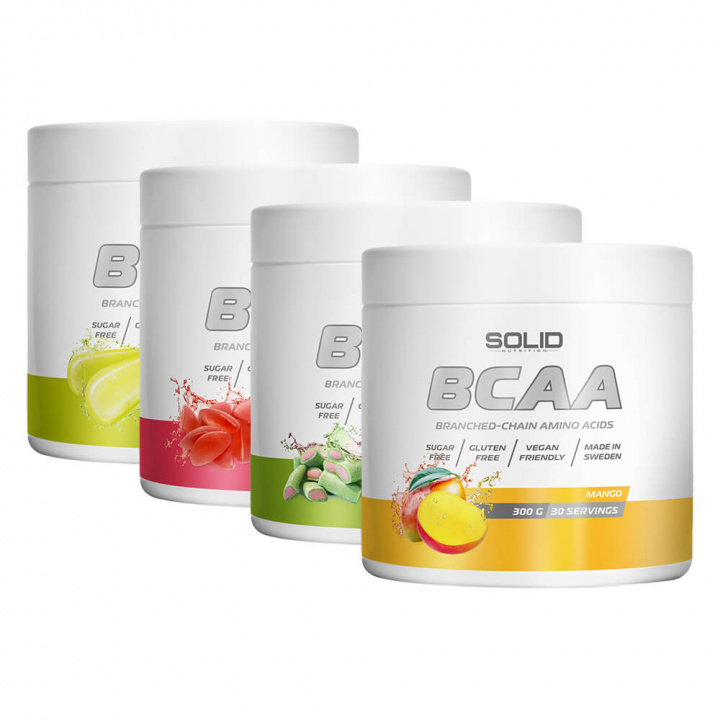 4 x SOLID Nutrition BCAA, 300 g ryhmässä Ravintolisät & Elintarvikkeet / Aminohapot / BCAA @ Tillskottsbolaget (4SOLIDBCAA1)