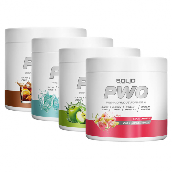 4 x SOLID Nutrition PWO, 230 g ryhmässä Ravintolisät & Elintarvikkeet / Suorituskyvyn parantajat / Pre-Workout / PWO @ Tillskottsbolaget (4SOLIDPWO)