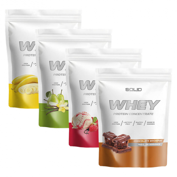 4 x SOLID Nutrition Whey, 750 g ryhmässä Ravintolisät & Elintarvikkeet / Proteiinijauhe / Heraproteiini / Whey protein @ Tillskottsbolaget (4SOLIDWHEY)