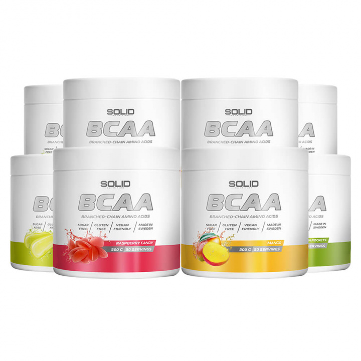 8 x SOLID Nutrition BCAA, 300 g ryhmässä Ravintolisät & Elintarvikkeet / Aminohapot / BCAA @ Tillskottsbolaget (8SOLIDBCAA)