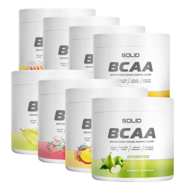 8 x SOLID Nutrition BCAA, 300 g ryhmässä Ravintolisät & Elintarvikkeet / Aminohapot / BCAA @ Tillskottsbolaget (8SOLIDBCAA)