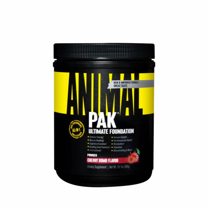 Universal Nutrition Animal Pak Powder, 44 scoops (Cherry Bomb Flavor) ryhmässä Ravintolisät & Elintarvikkeet / Vitamiinit / Multivitamiini @ Tillskottsbolaget (ANIMAL9543-2)