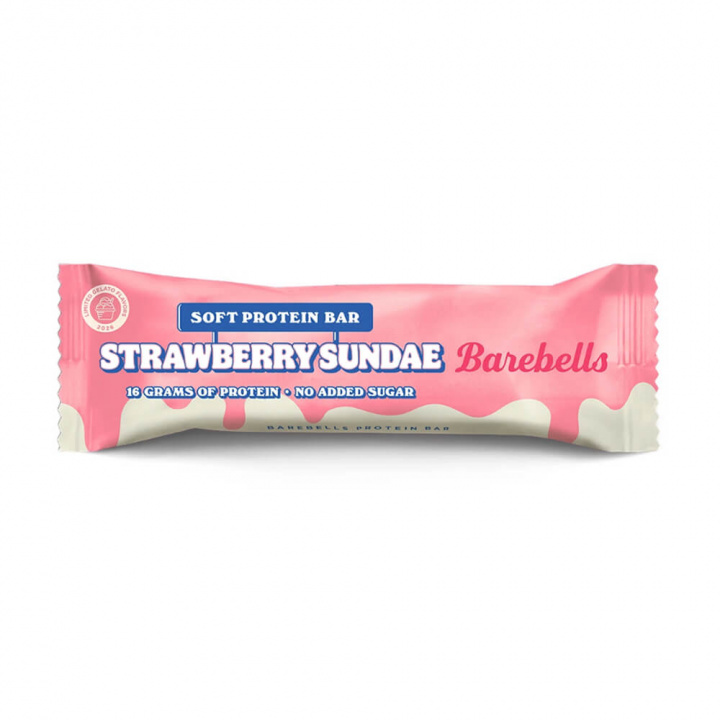 Barebells Proteinbar, 55 g (Strawberry Sundae) ryhmässä Patukat / Proteiinipatukat @ Tillskottsbolaget (BAREBELLS1CCL12C-23)
