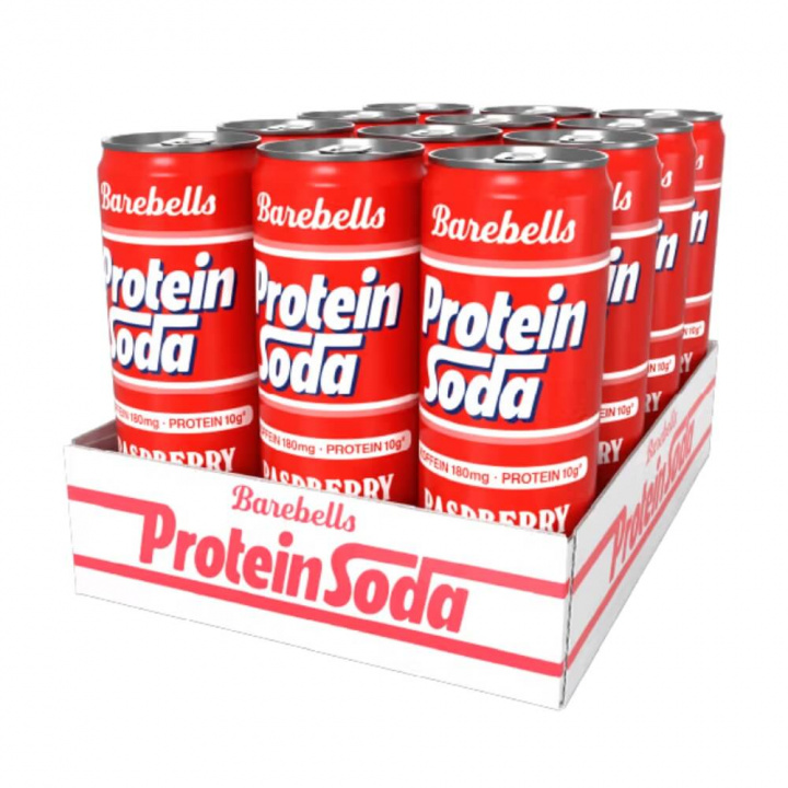 12 X Barebells Protein Soda, 355 ml (Raspberry Fizz) ryhmässä Juomat / Proteiinijouma @ Tillskottsbolaget (BAREBELLS3594)