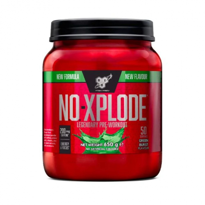 BSN N.O.-Xplode Legendary, 50 servings (Green Burst) ryhmässä Ravintolisät & Elintarvikkeet / Suorituskyvyn parantajat / Pre-Workout / PWO @ Tillskottsbolaget (BSN684-1)