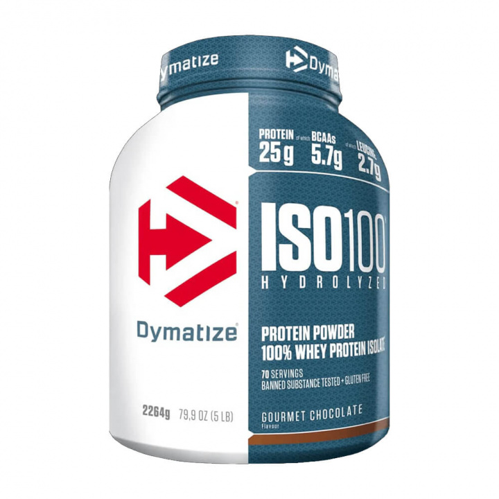 Dymatize Iso-100, 2,2 kg (Gourmet Chocolate) ryhmässä Ravintolisät & Elintarvikkeet / Proteiinijauhe / Hydrolysaatti @ Tillskottsbolaget (DYMATIZE6712-3)