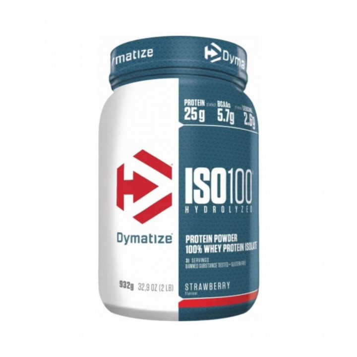 Dymatize Iso-100, 932 g (Strawberry Blast) ryhmässä Ravintolisät & Elintarvikkeet / Proteiinijauhe / Hydrolysaatti @ Tillskottsbolaget (DYMATIZE7683-1)