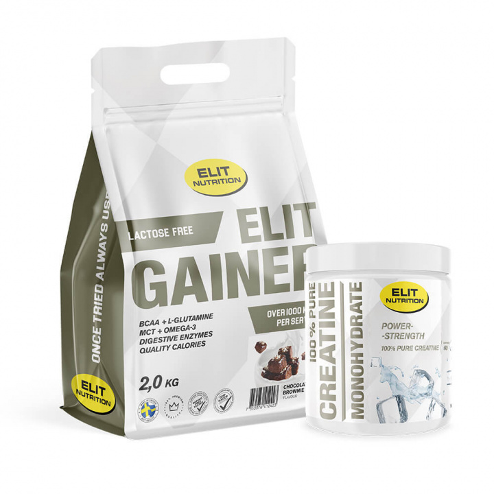 Gainer, 2 kg + Creatine Monohydrate, 300 g ryhmässä Ravintolisät & Elintarvikkeet / Gainers & Palautuminen / Laktoosittomat Gainers @ Tillskottsbolaget (ELIT65835)