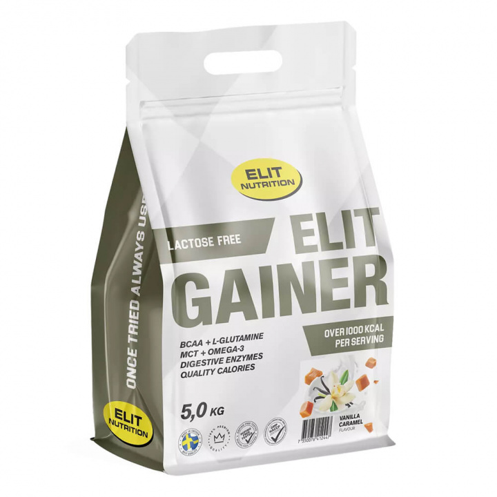 Elit Nutrition Gainer - Lactose Free, 5 kg (Vanilla Caramel) ryhmässä Ravintolisät & Elintarvikkeet / Gainers & Palautuminen / Laktoosittomat Gainers @ Tillskottsbolaget (ELIT7509-1)