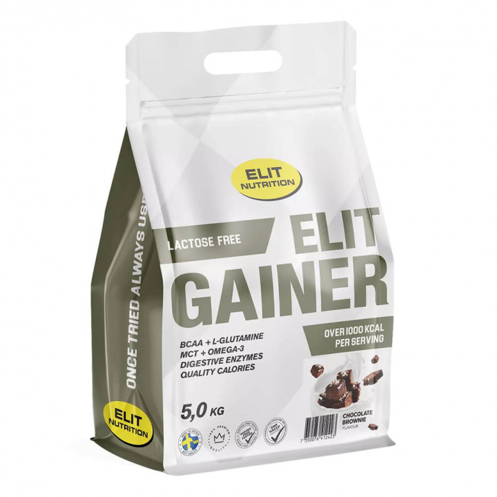 Elit Nutrition Gainer - Lactose Free, 5 kg (Chocolate Brownie) ryhmässä Ravintolisät & Elintarvikkeet / Gainers & Palautuminen / Laktoosittomat Gainers @ Tillskottsbolaget (ELIT7509-3)