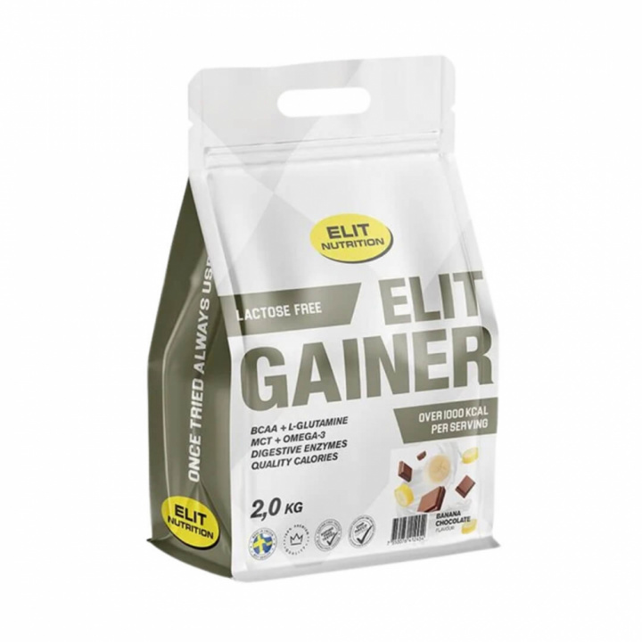Elit Nutrition Gainer - Lactose Free, 2 kg (Banana Chocolate) ryhmässä Ravintolisät & Elintarvikkeet / Gainers & Palautuminen / Laktoosittomat Gainers @ Tillskottsbolaget (ELIT753-5)