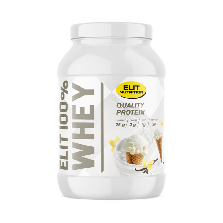 Elit Nutrition 100% Whey, 900 g (Vanilla Ice Cream) ryhmässä Ravintolisät & Elintarvikkeet / Proteiinijauhe / Heraproteiini / Whey protein @ Tillskottsbolaget (ELIT7549-4)