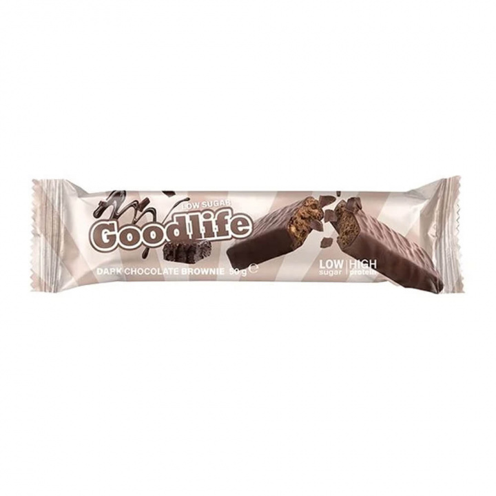 Goodlife Proteinbar LOW SUGAR, 50 g (Dark Chocolate Brownie) ryhmässä Patukat / Proteiinipatukat @ Tillskottsbolaget (GOODLIFE7564-1)