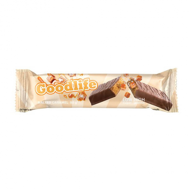Goodlife Proteinbar LOW SUGAR, 50 g (Salted Caramel) ryhmässä Patukat / Proteiinipatukat @ Tillskottsbolaget (GOODLIFE7564-7)