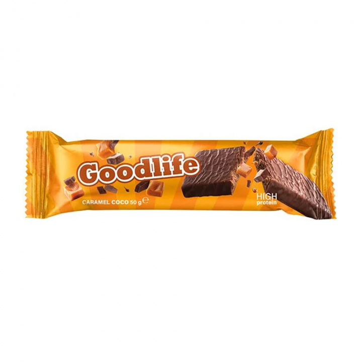 Goodlife Proteinbar, 50 g (Caramel Coco) ryhmässä Patukat / Proteiinipatukat @ Tillskottsbolaget (GOODLIFE9453-3)