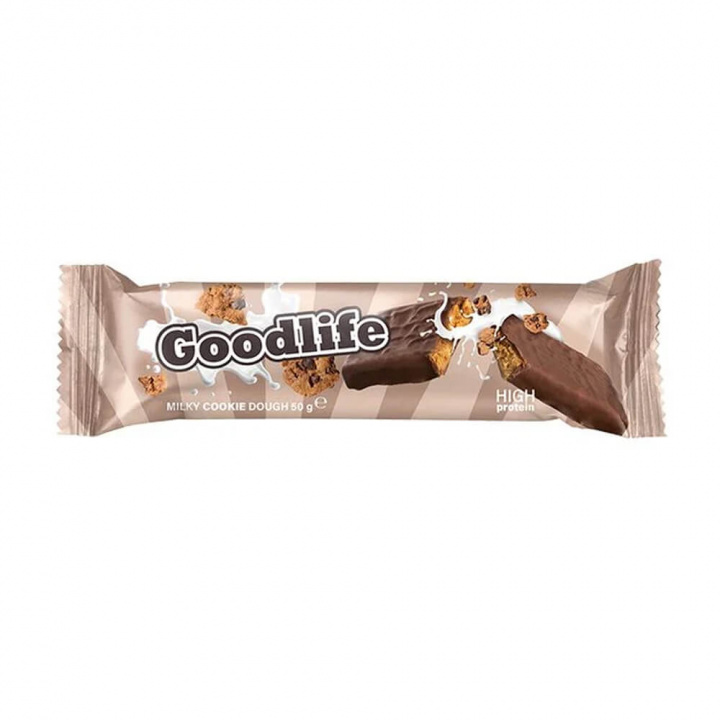 Goodlife Proteinbar, 50 g (Milky Cookie Dough) ryhmässä Patukat / Proteiinipatukat @ Tillskottsbolaget (GOODLIFE9453-7)