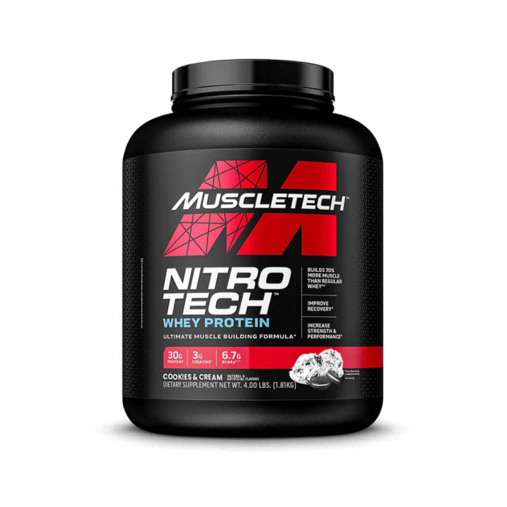 MuscleTech Nitro-Tech Performance Series, 1,8 kg (Cookies & Cream) ryhmässä Ravintolisät & Elintarvikkeet / Proteiinijauhe / Isolaattiproteiini @ Tillskottsbolaget (MUSCLETECH7583-4)