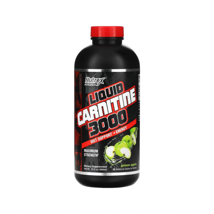 Nutrex Research Liquid L-Carnitine 3000, 480 ml (Apple) ryhmässä Ravintolisät & Elintarvikkeet / Painonpudotusta / Kofeiiniton Rasvanpolttaja @ Tillskottsbolaget (NUTREX7854-2)