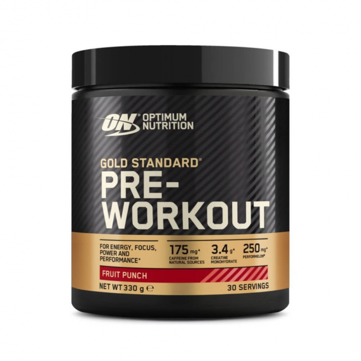 Optimum Nutrition Gold Standard Pre-Workout, 330 g (Fruit Punch) ryhmässä Ravintolisät & Elintarvikkeet / Suorituskyvyn parantajat / Pre-Workout / PWO @ Tillskottsbolaget (OPTI8912FP)