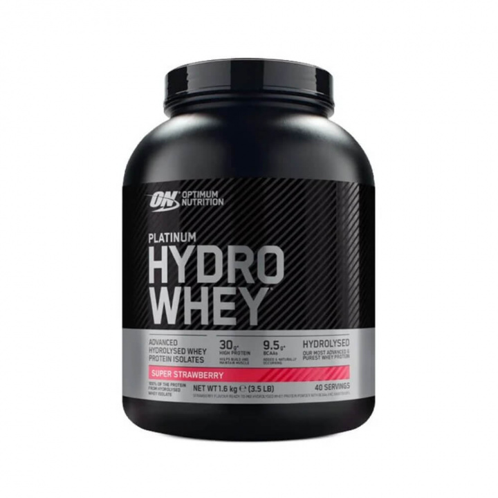 Optimum Nutrition Platinum Hydro Whey, 1,6 kg (Super Strawberry) ryhmässä Ravintolisät & Elintarvikkeet / Proteiinijauhe / Hydrolysaatti @ Tillskottsbolaget (OPTIMUM0061-1)