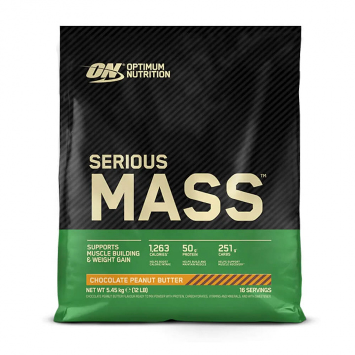 Optimum Nutrition Serious Mass, 5400 g (Chocolate Peanut Butter) ryhmässä Teematuotteet / Ravintolisät Naisille @ Tillskottsbolaget (OPTIMUM006LKML)