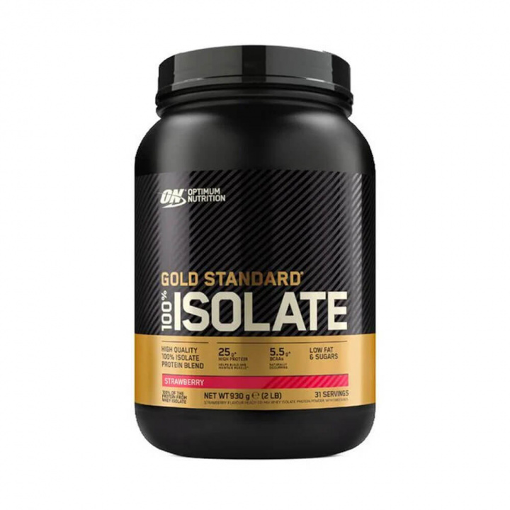 Optimum Nutrition Gold Standard 100% Isolate, 930 g (Strawberry) ryhmässä Ravintolisät & Elintarvikkeet / Proteiinijauhe / Isolaattiproteiini @ Tillskottsbolaget (OPTIMUM6756-2)