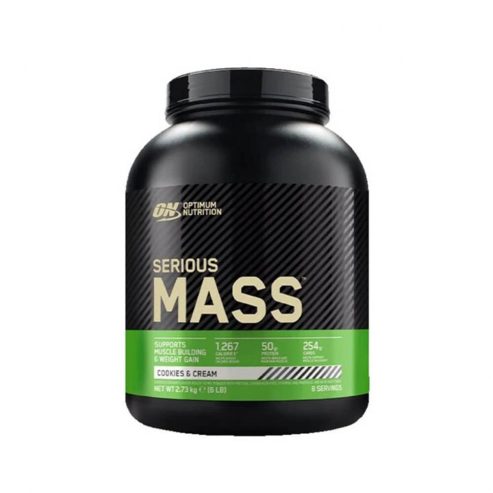 Optimum Nutrition Serious Mass, 2,7 kg (Cookies & Cream) ryhmässä Teematuotteet / Ravintolisät Naisille @ Tillskottsbolaget (OPTIMUM783-2)
