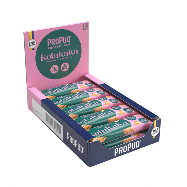 12 x ProPud Proteinbar, 55 g (Kolakaka) ryhmässä Patukat / Proteiinipatukat @ Tillskottsbolaget (PROPUD33476)