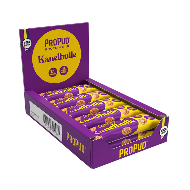 12 x ProPud Proteinbar, 55 g (Kanelbulle) ryhmässä Patukat / Proteiinipatukat @ Tillskottsbolaget (PROPUD65892)