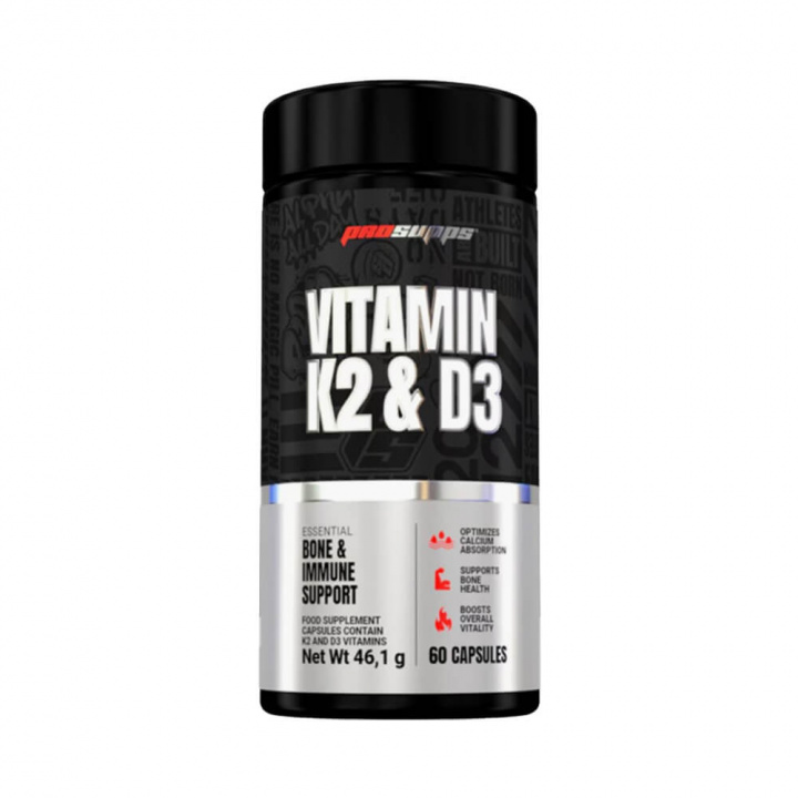 Pro Supps Vitamin K2 & D3, 60 caps ryhmässä Ravintolisät & Elintarvikkeet / Vitamiinit / Vitamiini K2 + D3 @ Tillskottsbolaget (PROSUPPS6573)
