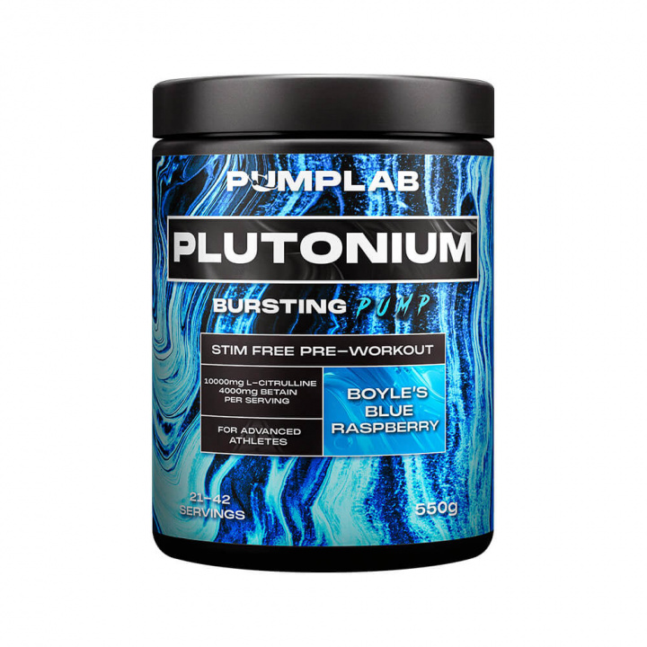 PumpLab PLUTONIUM - Stim Free PWO, 550 g (Blue Raspberry) ryhmässä Ravintolisät & Elintarvikkeet / Suorituskyvyn parantajat / Pumppu @ Tillskottsbolaget (PUMPLAB56345-2)