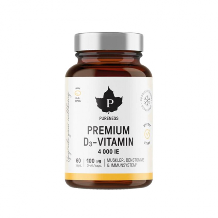 Pureness Premium D-vitamin 4000 IE, 60 caps ryhmässä Ravintolisät & Elintarvikkeet / Terveystuotteet / Immuunijärjestelmä @ Tillskottsbolaget (PURENESS854)