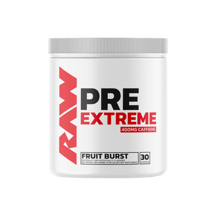 RAW Nutrition Pre Extreme, 30 serv. (Fruit Burst) ryhmässä Ravintolisät & Elintarvikkeet / Suorituskyvyn parantajat / Pre-Workout / PWO @ Tillskottsbolaget (RAW7932-1)