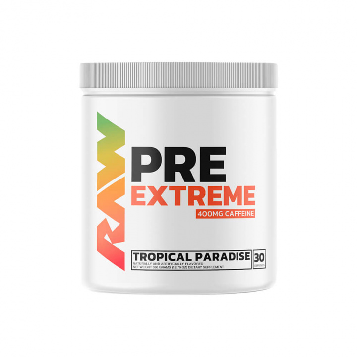 RAW Nutrition Pre Extreme, 30 serv. (Tropical Paradise) ryhmässä Ravintolisät & Elintarvikkeet / Suorituskyvyn parantajat / Pre-Workout / PWO @ Tillskottsbolaget (RAW7932-3)