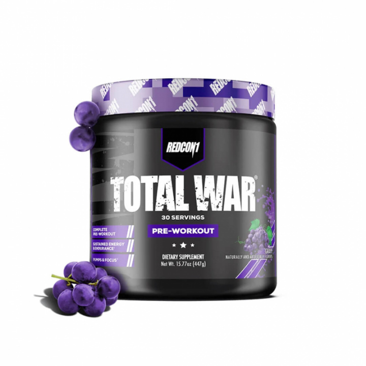 Redcon1 Total War, 30 serv. (Grape) ryhmässä Ravintolisät & Elintarvikkeet / Suorituskyvyn parantajat / Pre-Workout / PWO @ Tillskottsbolaget (REDCON001-14)