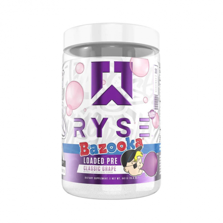 Ryse Supps Loaded Pre, 30 serv. (Bazooka Classic Grape) ryhmässä Ravintolisät & Elintarvikkeet / Suorituskyvyn parantajat / Pre-Workout / PWO @ Tillskottsbolaget (RYSE8978-1)
