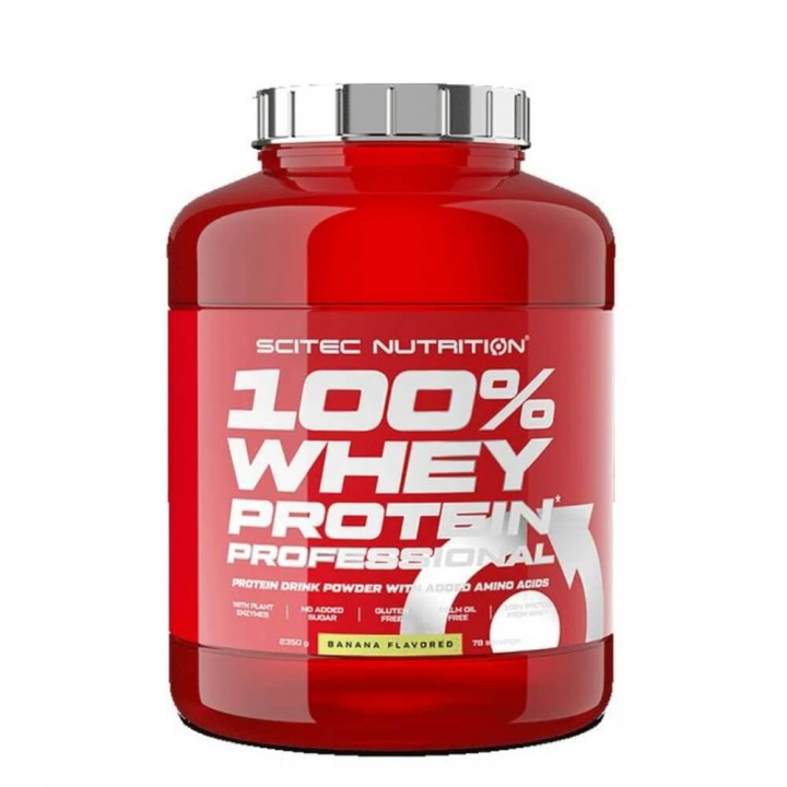 Scitec 100% Whey Protein Professional, 2350 g (Banana) ryhmässä Ravintolisät & Elintarvikkeet / Proteiinijauhe / Heraproteiini / Whey protein @ Tillskottsbolaget (SCITEC0020wkemfTBCS)