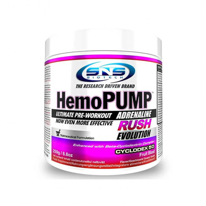 SNS Biotech HemoPUMP Adrenaline Rush EVOLUTION, 45 serv. (Fruit Blast) ryhmässä Ravintolisät & Elintarvikkeet / Suorituskyvyn parantajat / Pre-Workout / PWO @ Tillskottsbolaget (SNS7533-4)