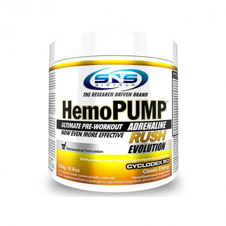 SNS Biotech HemoPUMP Adrenaline Rush EVOLUTION, 45 serv. (Classic Energy Drink) ryhmässä Ravintolisät & Elintarvikkeet / Suorituskyvyn parantajat / Pre-Workout / PWO @ Tillskottsbolaget (SNS7533-5)