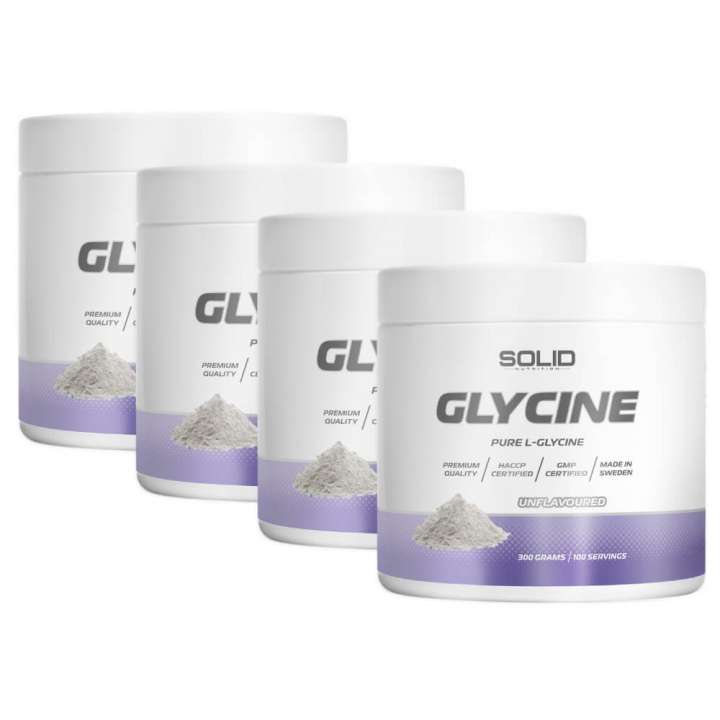 4 x SOLID Nutrition Glycine, 300 g ryhmässä Ravintolisät & Elintarvikkeet / Terveystuotteet / Uni @ Tillskottsbolaget (SOLID02475)