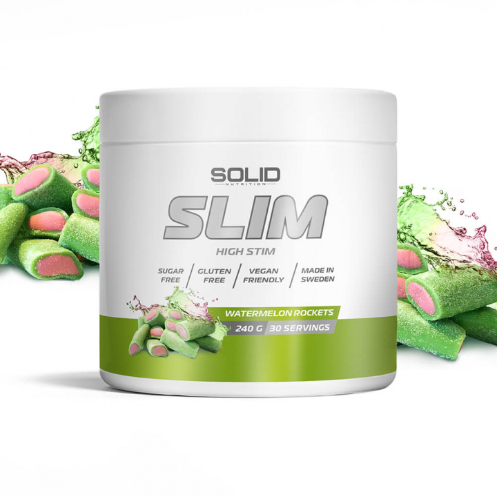 SOLID Nutrition SLIM, 240 g (Watermelon Rockets) ryhmässä Ravintolisät & Elintarvikkeet / Painonpudotusta / Rasvanpolttaja @ Tillskottsbolaget (SOLID123-3)