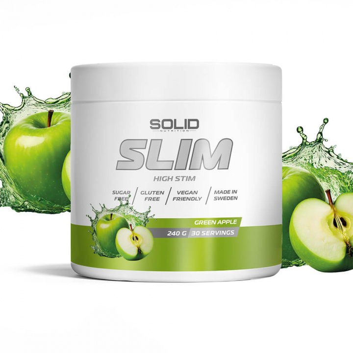 SOLID Nutrition SLIM, 240 g (Green Apple) ryhmässä Ravintolisät & Elintarvikkeet / Painonpudotusta / Rasvanpolttaja @ Tillskottsbolaget (SOLID123-5)